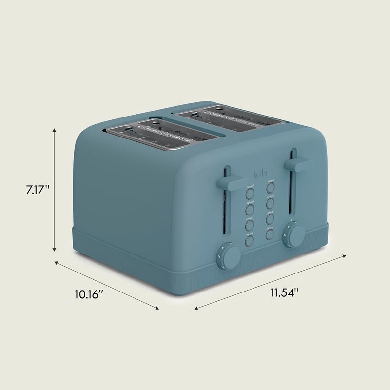 Bella 4-Slice Toaster - 6 Setting Shade Control, Reheat & Cancel Buttons, Removable Crumb Tray | 900 Watt, Surf Color