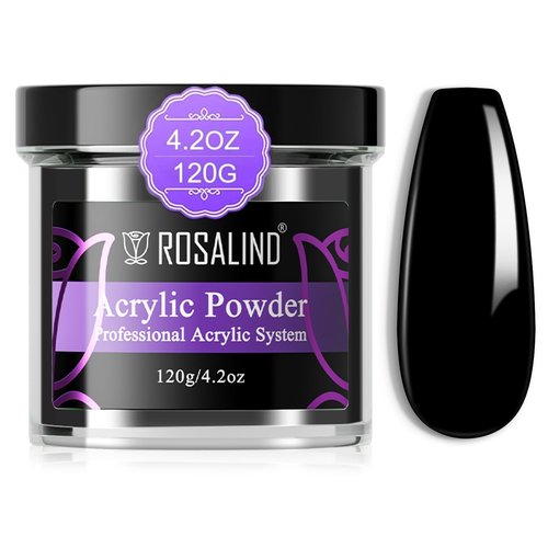 ROSALIND 4.23oz/120g Acrylic Powder Black Acrylic Nail Powder for Nail Acrylic Extension - Professional for Acrylic Nail Caving, Dry Naturally No Nail Lamp Needed