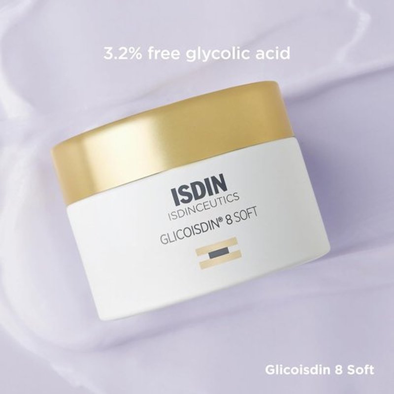 ISDIN Isdinceutics Glicoisdin 8 Soft Exfoliant Cream - 3.2% Glycolic Acid | Smooths Skin Texture & Boosts Hydration | 1.76 OZ