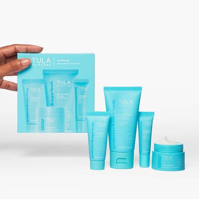 Tula Skin Care Travel Kit - Best Sellers for Glowing Skin | Facial Cleanser, Moisturizer & Serum