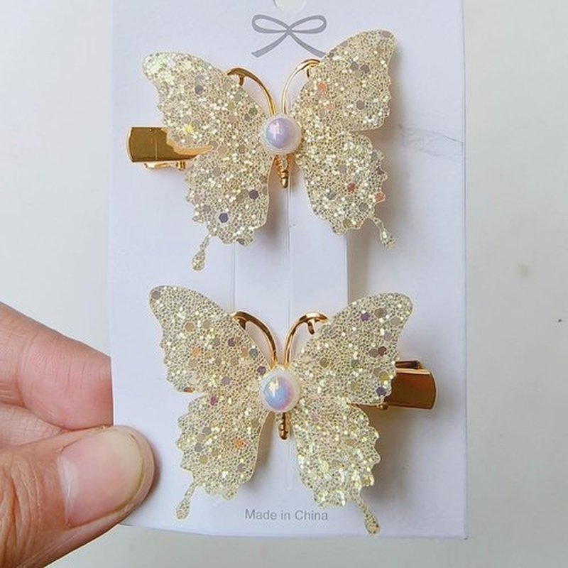 10-Pc Glitter Butterfly Hair Clips – Sparkly Hair Accessories for Women Girls, Trendy Fashion Hairpins for Spring Party, Everyday Looks Gift (A)