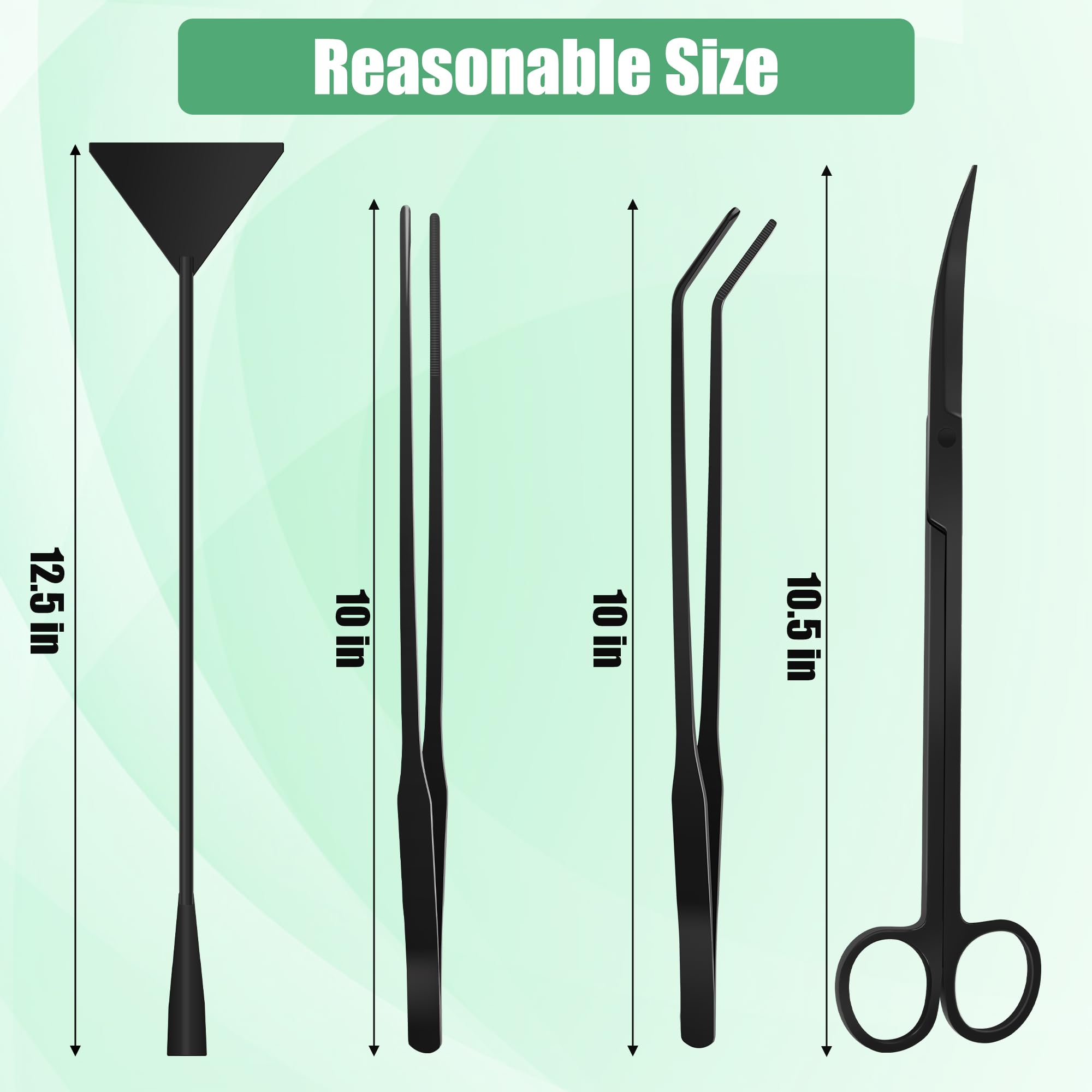 Liveek Aquarium Aquascape Tools Kit, 4 in 1 Anti-Rust Aquatic Plant Aquascaping Tool Stainless Steel Black Tweezers Scissors Spatula for Aquarium Tank Clean Fish Tank Aquascape Tools Sets (Black)