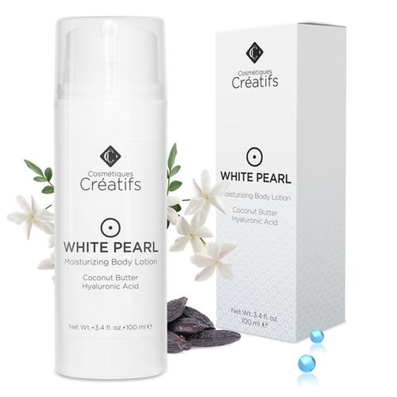 Regine Switzerland White Pearl Body Lotion - Moisturizing with Coconut Butter & Hyaluronic Acid | 3.4 fl. oz.
