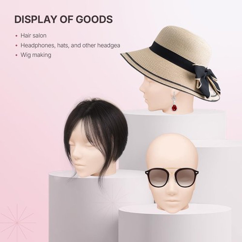 Mannequin Head for Wig Making,Styling and Display,Pro Practice Training Head for Make Up and Lash Extention,Cosmetology Face Head,2-in-1 Multifunctional Wig Head (Beige,22 Inch)