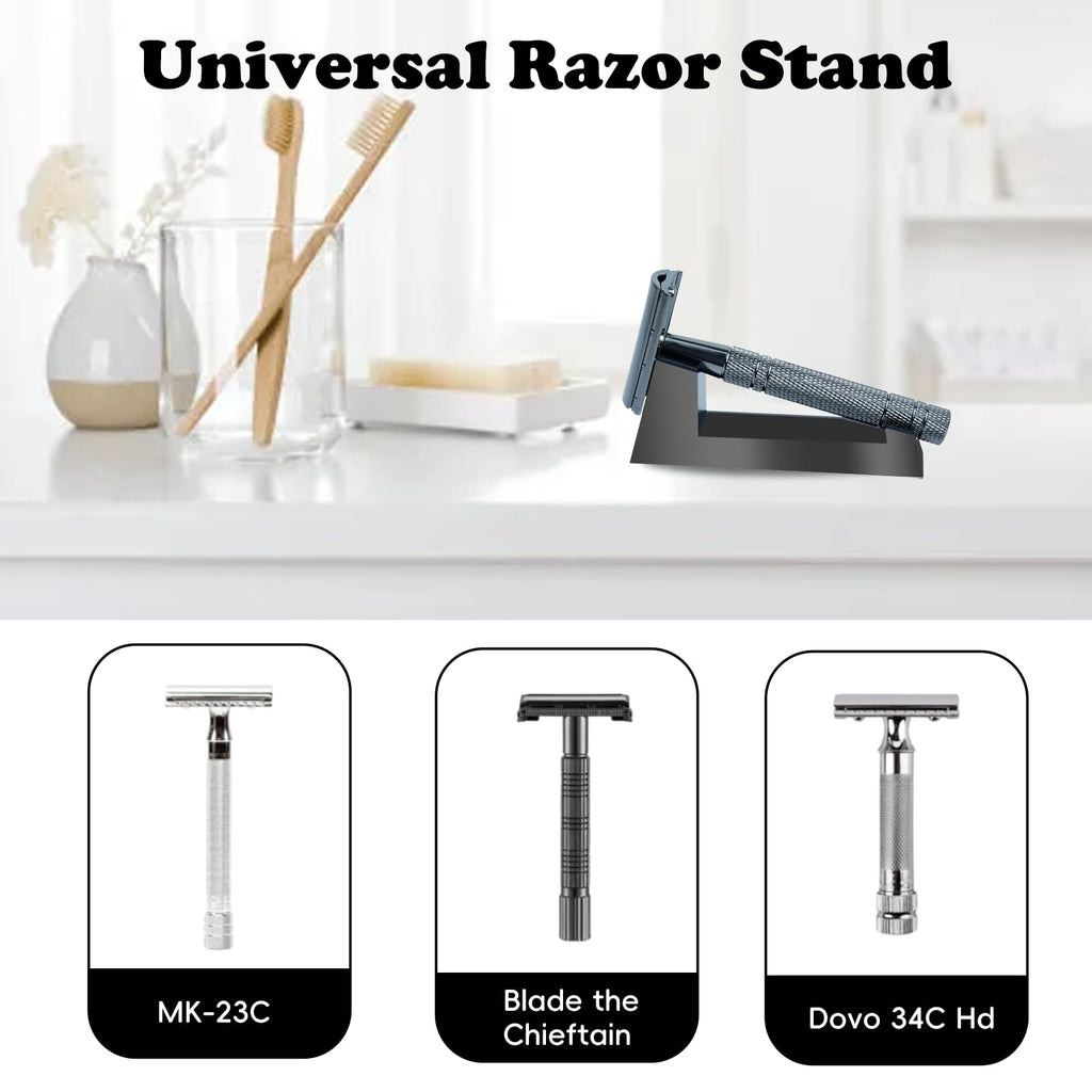 Aluminum Alloy Razor Stand, Safety Aluminum Men's Shaving Stand Black for Bathroom Countertops, Compatible with Henson AL13, AL13-M and Ti22, Anti-Rust and Durable