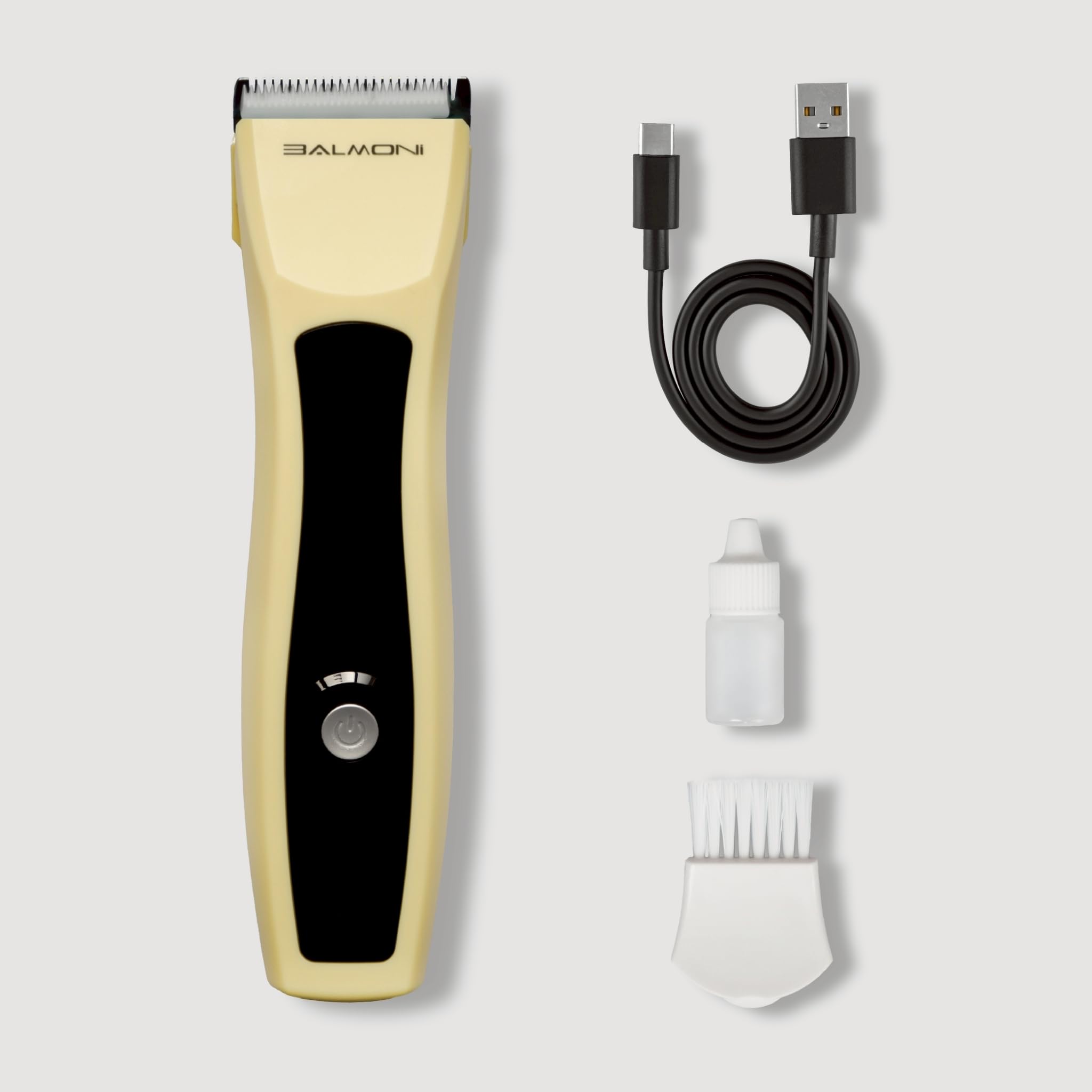 BALMONI Cordless Pet Trimmer for Dogs & Cats – Rechargeable Grooming Clipper with Detachable Metal Blade, Low-Noise Motor, Supports Optional Blade Lengths (Parent) (Yellow, Combs Bundle)