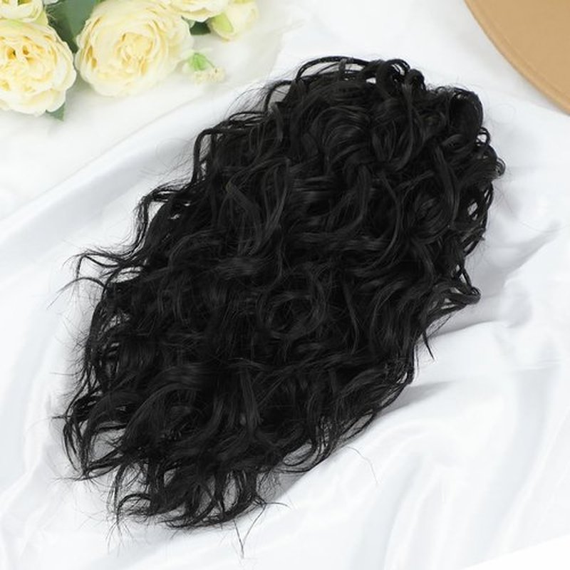 gulagula Ponytail Extension 12 Inch Curly Ponytail Claw Clip on Ponytails for Women Black Ponytail Extension Hair Piece