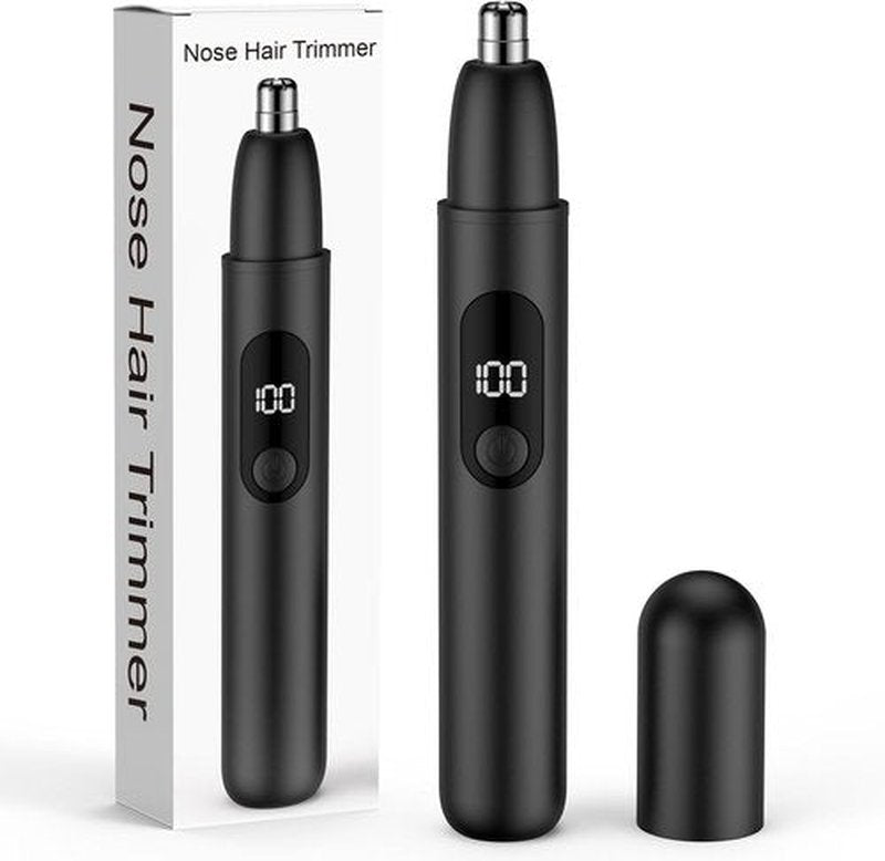 Smity Nose Hair Trimmer - Rechargeable Cordless Dual Edge Blades with LED Light | Painless Grooming Tool for Men & Women (Black)