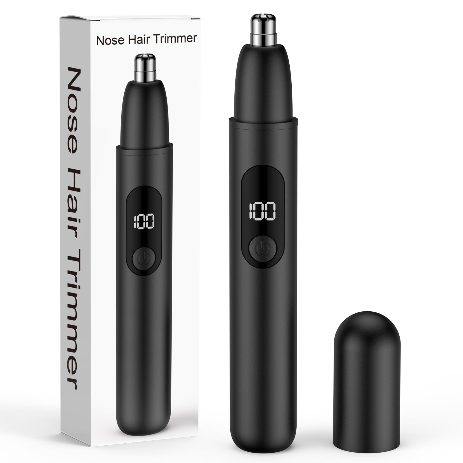 Smity Nose Hair Trimmer, Rechargeable Cordless Painless Ear Eyebrow Trimming Tool Dual Edge Blades Razor Easy Cleansing with LED Light for Man Woman
