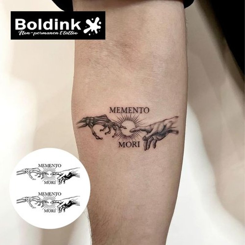 Boldink Temporary Tattoos,Semi Permanent Tattoos,15 Days Long Lasting Tattoo Stickers,Waterproof and Anti-reflective,Unique Design(Memento Mori Hand)