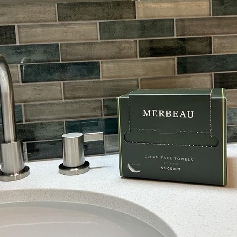 Merbeau Clean Facial Towels for Sensitive Skin, 100% USDA Biobased Face Towels, 50 Count, Ultra Soft, Makeup Remover Dry Wipes, Viscose