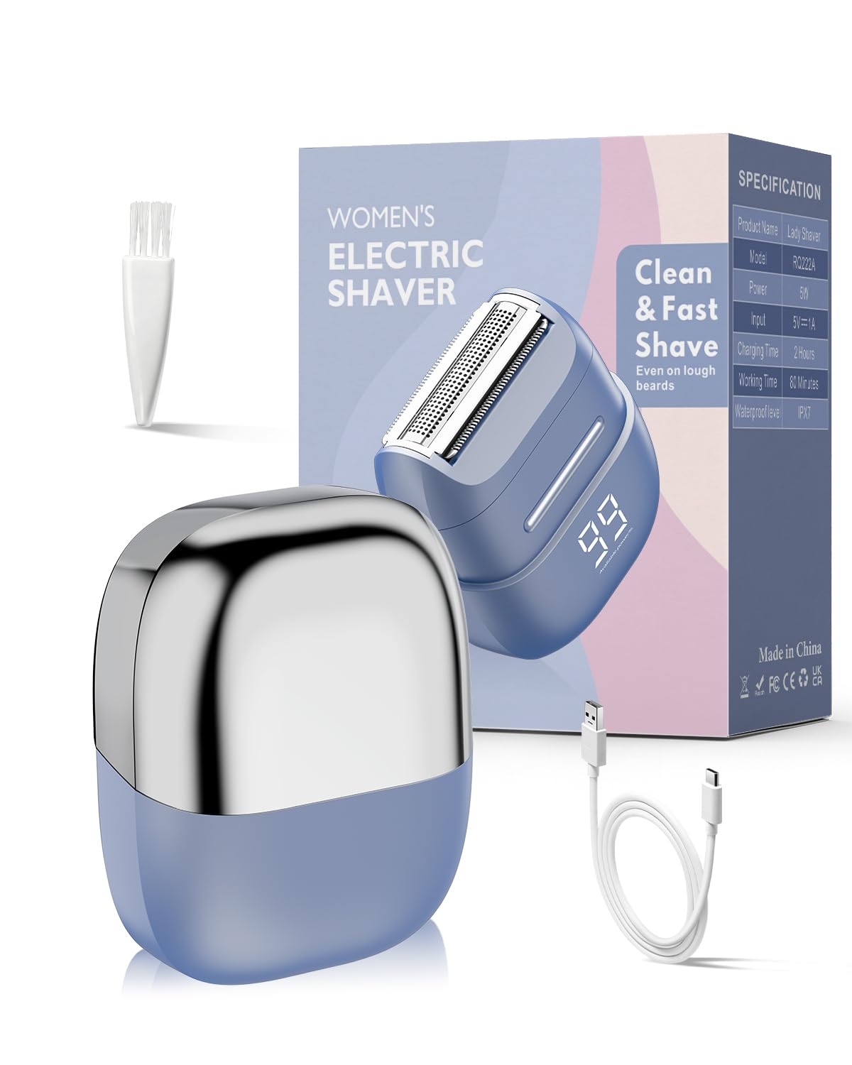UNIMIKO Electric Shaver for Women Waterproof Mini Electric Razors for Women - Cordless Foil Shaver for Hair Removal, Legs, Face, Body, Bikini,Sensitive Skin, Razor for Teen Girls (Silver, Basic)