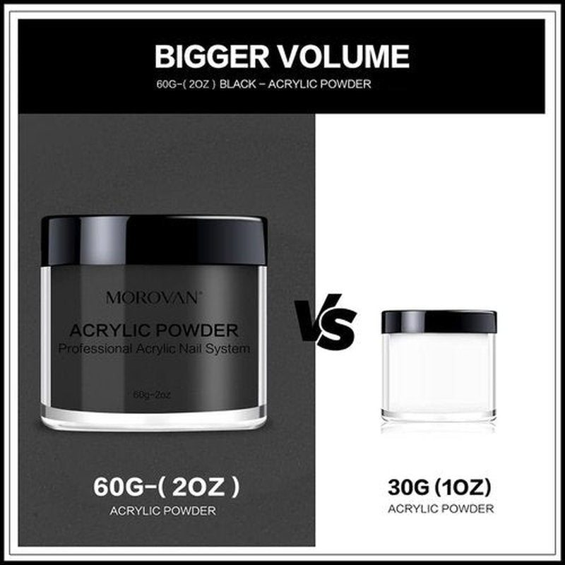 Morovan Black Acrylic Powder for Nails - 2oz Professional Acrylic Nail Powder Polymer Black Nail Powders for Acrylic Nail Extension Carving