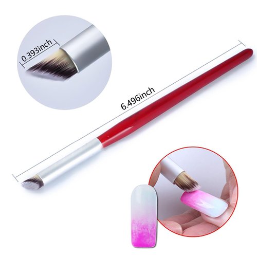 DANNEASY 4pcs Ombre Nail Brush Set with 6pcs Sponge Head, Acrylic Handle, Silicone Head, Pink, White, DIY Tools for French Nail Tip Design, Gradient Paint, Nail Pen, Manicure Brushes
