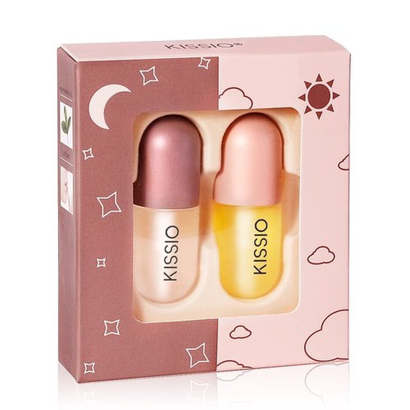 KISSIO Lip Plumper Set - Natural Lip Care Gloss for Beautiful, Moisturized Lips | 2-Piece Set