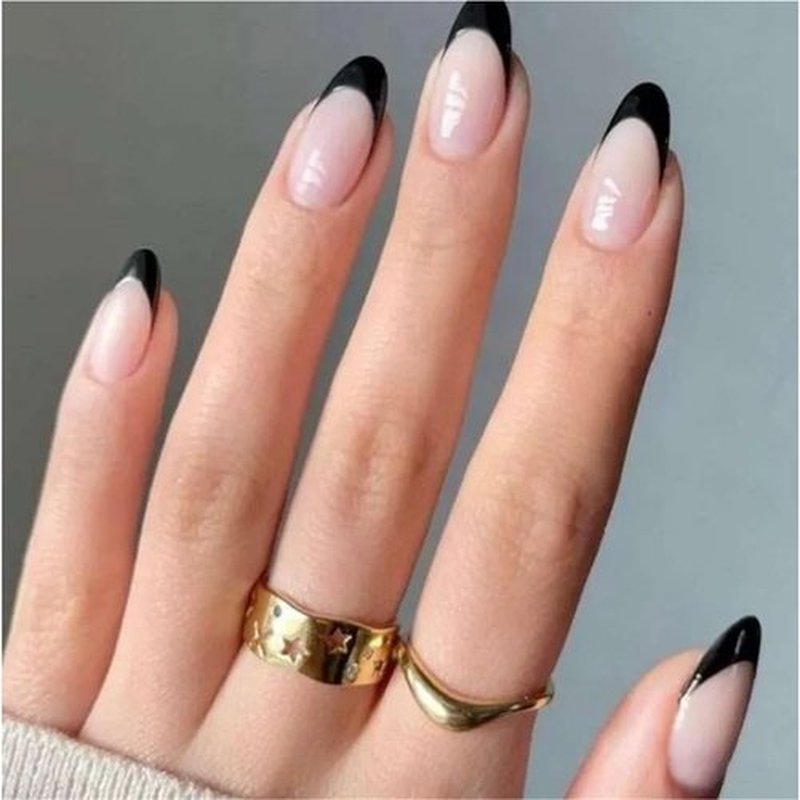 6 Packs (144 Pcs) Medium Press On Nails Almond, Short Fake Nails, French Tip, 24pcs in a Box