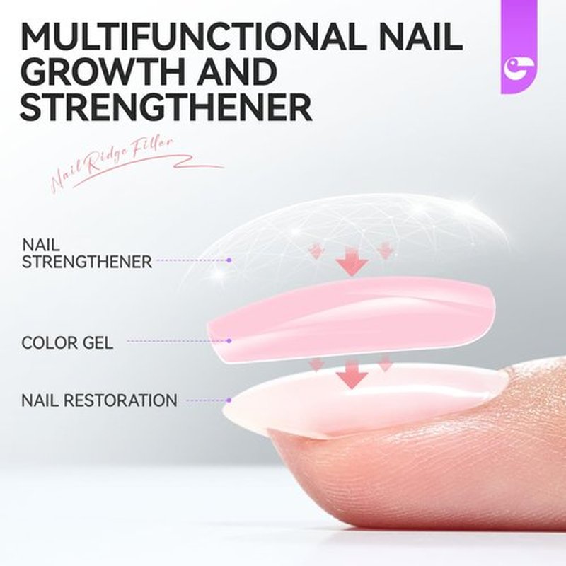 Nail Strengthener and Growth Polish for Women: Milky Pink 15ml Nail Hardener Extra Strong and Growth for Damaged Nails - 6 in 1 Protein Ridge Filler for Home Salon Use - Women Housewife DIY Enthusiast