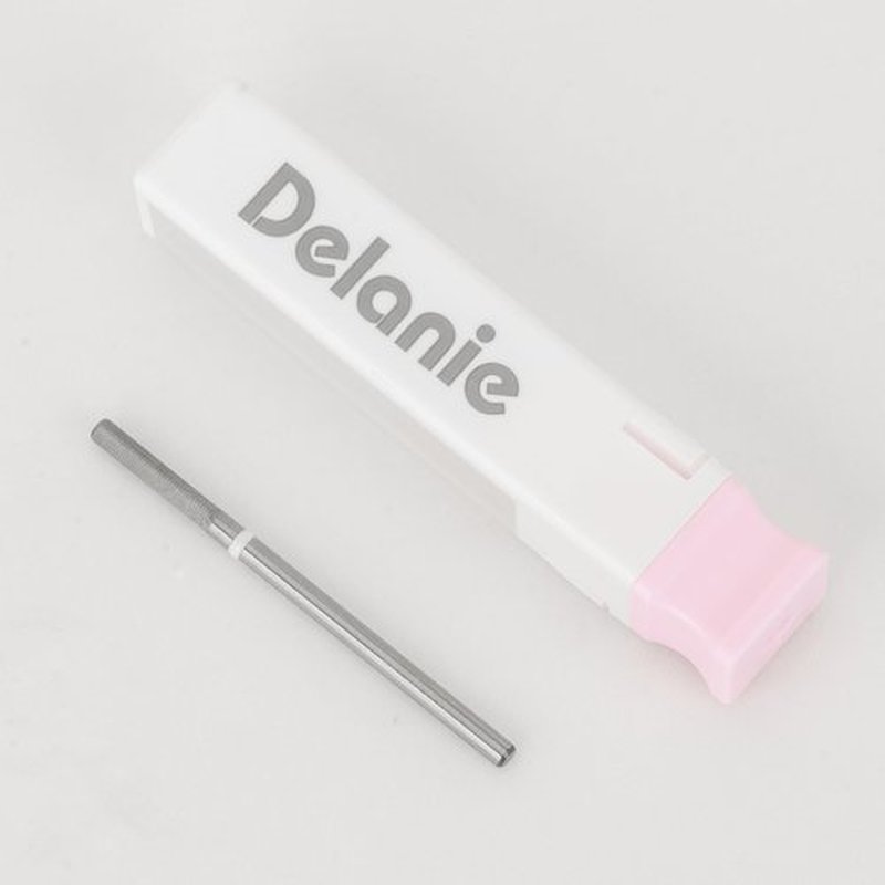 Delanie Carbide Nail Buffer Bit for Nail Drill Professional Nail Tech, R-Cut Head Mini Slender Barrel Bit for Preparing Nail Surface and Cuticle Work, 3/32", 3X Fine Grit