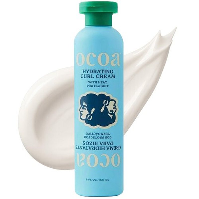 OCOA Beauty Hydrating Curl Cream with Hibiscus, Mango Butter & Marula Oil – Curl Defining Cream for Curly & Wavy Hair – Moisturizes, Controls Frizz, Adds Shine & Softness, Protects from Heat – 8oz