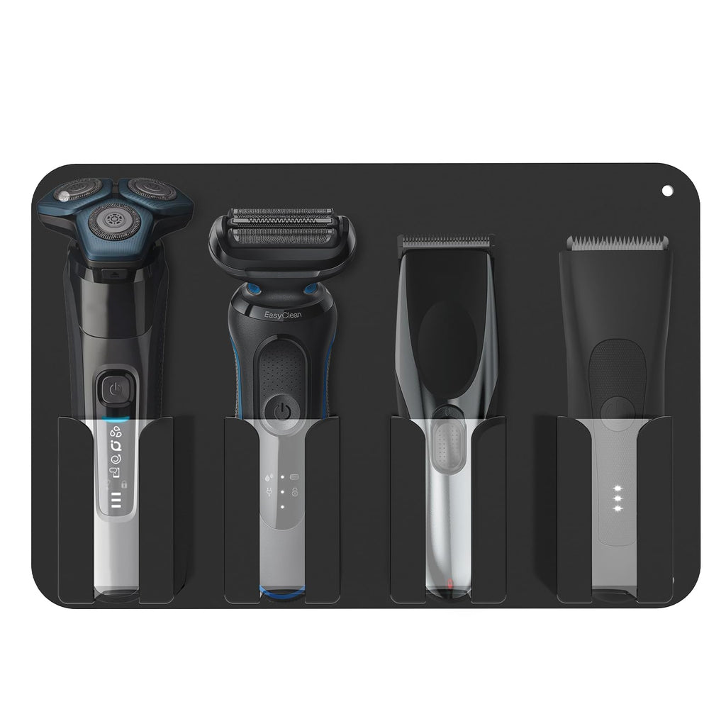 Linkidea Wall-Mounted Electric Shaver & Hair Clipper Holder, Organizer and Storage Stand Compatible with Philips Norelco 3600, 2400, Wahl 7063 (Black)