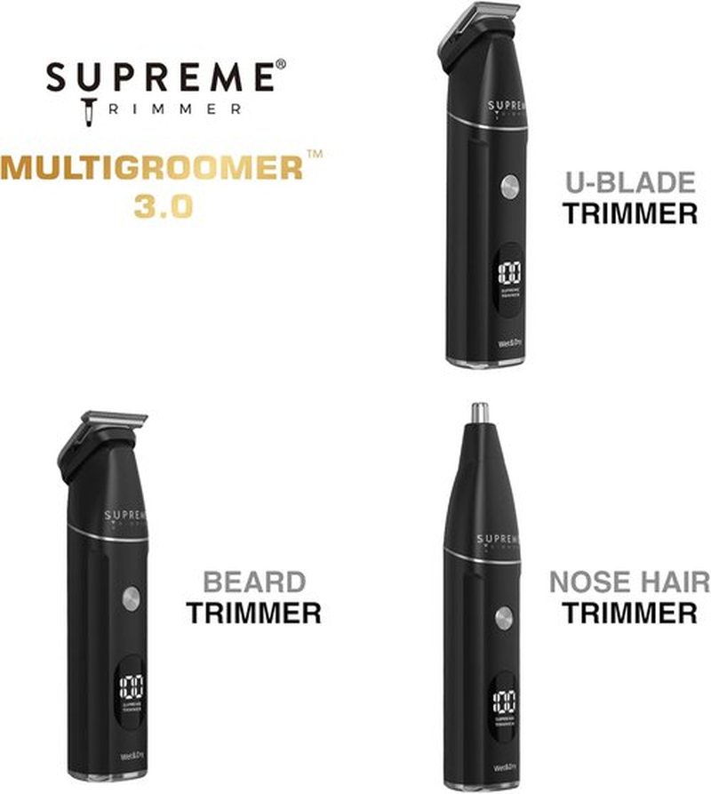 Supreme Trimmer - All-in-One Waterproof Multigroomer for Men | Rechargeable Beard, Body & Nose Hair Kit | SMG3030