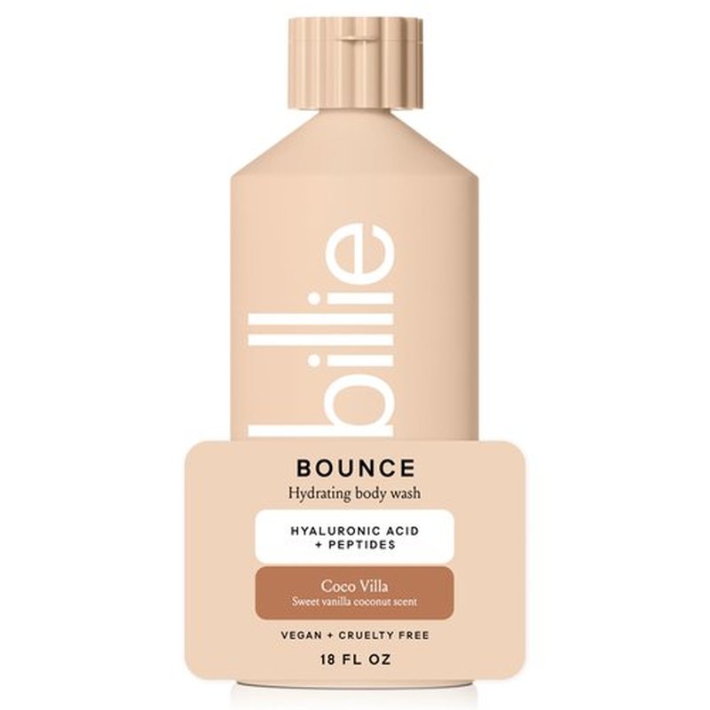 Billie Bounce, Hydrating Body Wash, Hyaluronic Acid + Peptides, Hydrating & Replenishing, 18Fl Oz