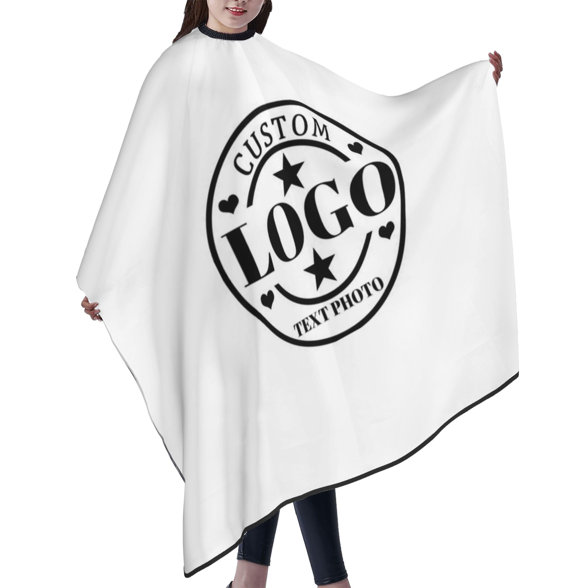 Custom Barber Cape Personalized Logo Text Photo Hair Cutting Cape Salon Haircut Kit Hairdressing Apron for Barbershop White