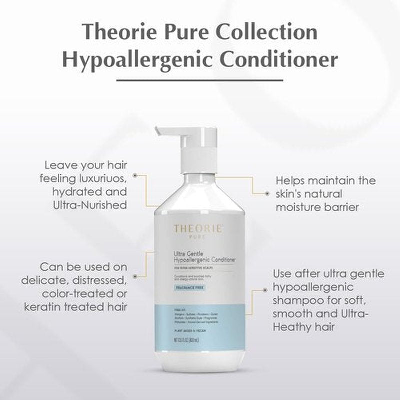 Theorie Pure Ultra Gentle Hypoallergenic Conditioner - Plant-Based & Vegan - Fragrance-Free, 400mL