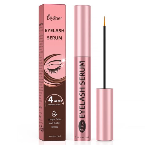 Biysber Lash Serum for Eyelash Growth: Premium Eyelash Growth Serum with Advanced Formula to Boost Longer Fuller and Thicker Lashes and Eyebrows - Gentle & Vegan for Sensitive Eyes (5 mL)