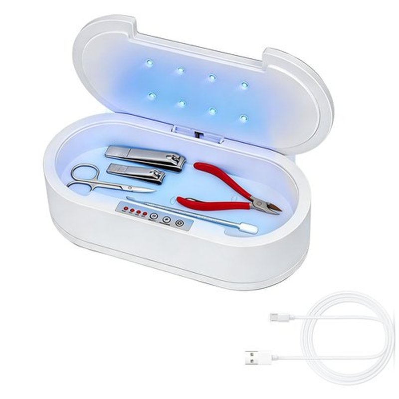 Shmian Nail Tool Sterilizer Box– 3-in-1 Portable Cleaner for Phones, Jewelry, Manicure Tools, Compact Design for Travel, Home, and Salon Use