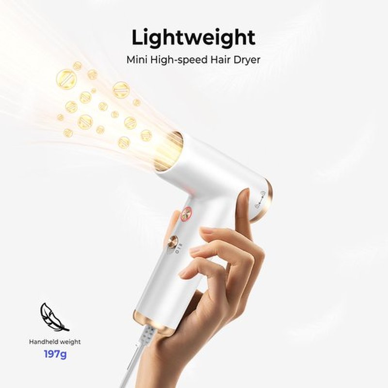 Mini Hair Dryer, 4-Temp High Speed Ionic Hair Dryer, 2-Speed Lightweight Portable Small Hair Dryers, 110,000 RPM Hair Blow Dryer Travel Blow Dryer with Self-Cleaning Styler & Advanced Protection