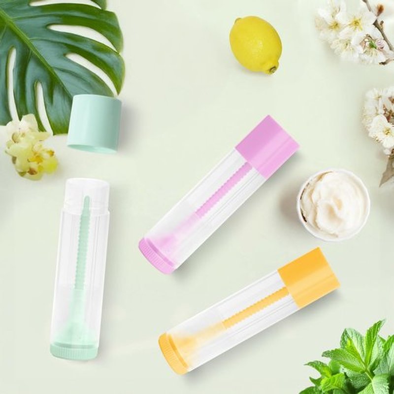 JuLand 50 Pack Empty Lip Balm Containers Bulk 5.5ml - Clear Twist-Up Tubes with Pink Caps, Refillable Chapstick Tube for DIY Lip Balm Making
