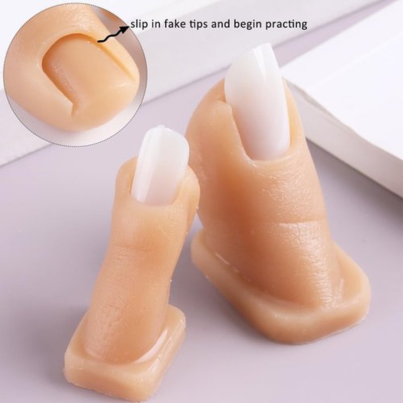 Fcozpjk Silicone Toenail for Nail Art Practice, 2PCS Fake Foot Toenail with Tips Silicone Feet Training Fake Finger Mannequin Pedicure Practice Foot Professional Nail Design Display Tools