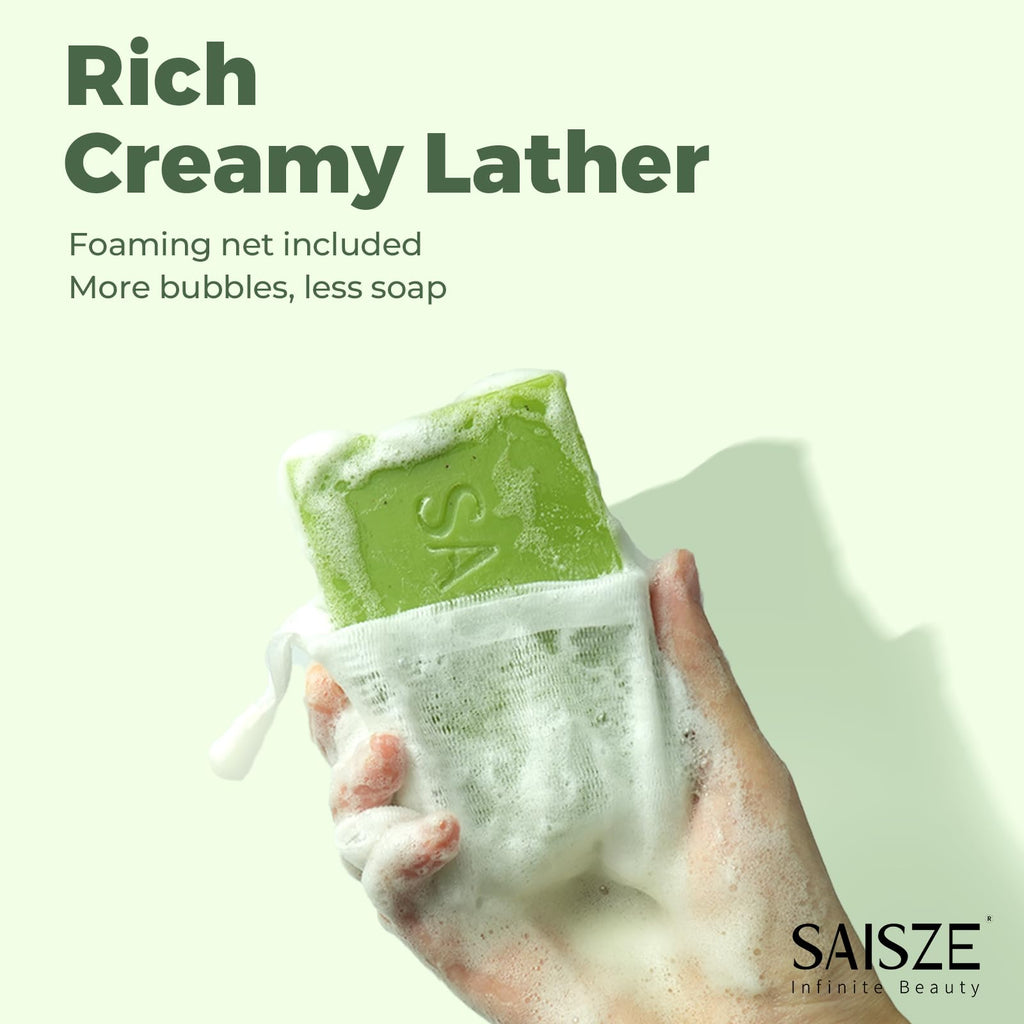 SAISZE Tea Tree Soap, Handmade Soap Bar for Face and Body, Cold Process, Soothing Hydrating Body Wash for Clear Healthy Skin 8 Ounce