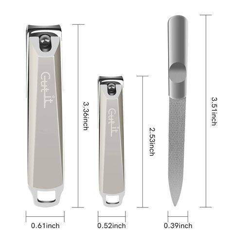 Nail Clipper Sets, Professional Finger and Toe Nail Clipper Set, Edgy Nail Cutter for Thick Nails for Man and Women, Precisely Stainless Steel Fingernail & Toenail Clippers with Nail File, 3PCS