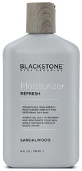 Blackstone Men's Grooming Refresh Facial Moisturizer with Vitamin E, Peppermint & Hyaluronic Acid - Lightweight & Non-Greasy | Restores Dry Skin, Paraben Free, Sandalwood (8 oz)