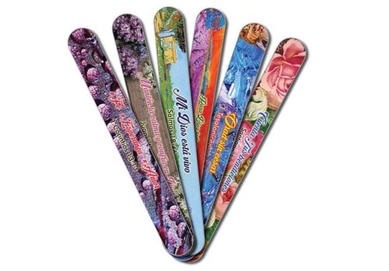 Spanish Christian Emery Board - Faith Hope Love (12-Pack) - Professional Nail File Set - 150/150 Grit - Stocking Stuffers Premium Quality Gift Ideas for Women and Men