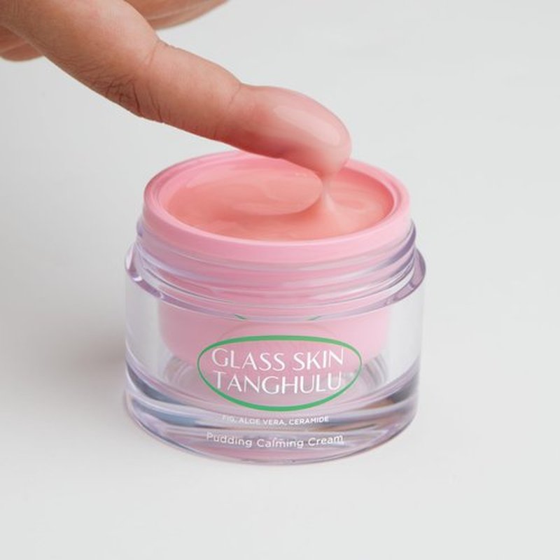 OLIVIAUMMA Glass Skin Tanghulu Fig Pudding Calming Cream - Korean Face Moisturizer for Dry Skin - Ceramide + Aloe Vera - Lightweight Pudding Texture - Deep Hydration & Moisture Barrier Support - 50g
