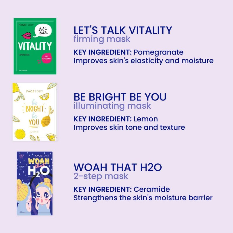FACETORY K Beauty Face Mask Skin Care - BEST OF 7 COLLECTION Sheet Mask Set (21 pc) | Natural Premium Korean Face Mask For All Skin Types - No Sulfates No Parabens