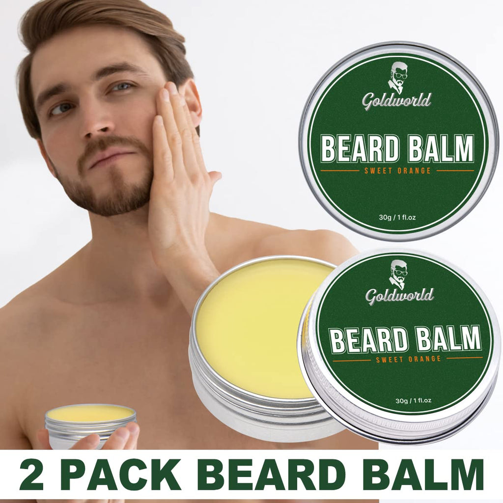 Beard Kit,Beard Grooming Kit w/2 Pack Beard Oil&2 Pack Beard Balm,Christmas Stocking Stuffers Gifts for Men Him Husband Dad Boyfriend,Shaving Kit w/Beard Wash Comb Brush