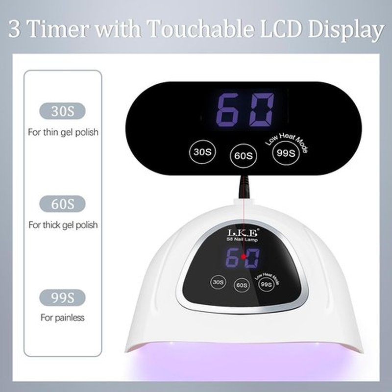 LKE UV Nail Lamp, 72W UV LED Nail Lamp Nail Dryer Light for Nails with 3 Timer Setting & LCD Touch Display Screen for Home and Salon Use