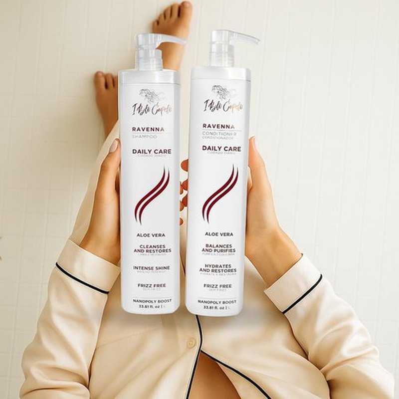 I Belli Capelli Ravenna Aloe Vera Shampoo & Conditioner Set – Sulfate & Paraben-Free, Deep Moisture, Breakage Reduction for Dry, Damaged & All Hair Types, 2×1L (33.8 fl oz each)