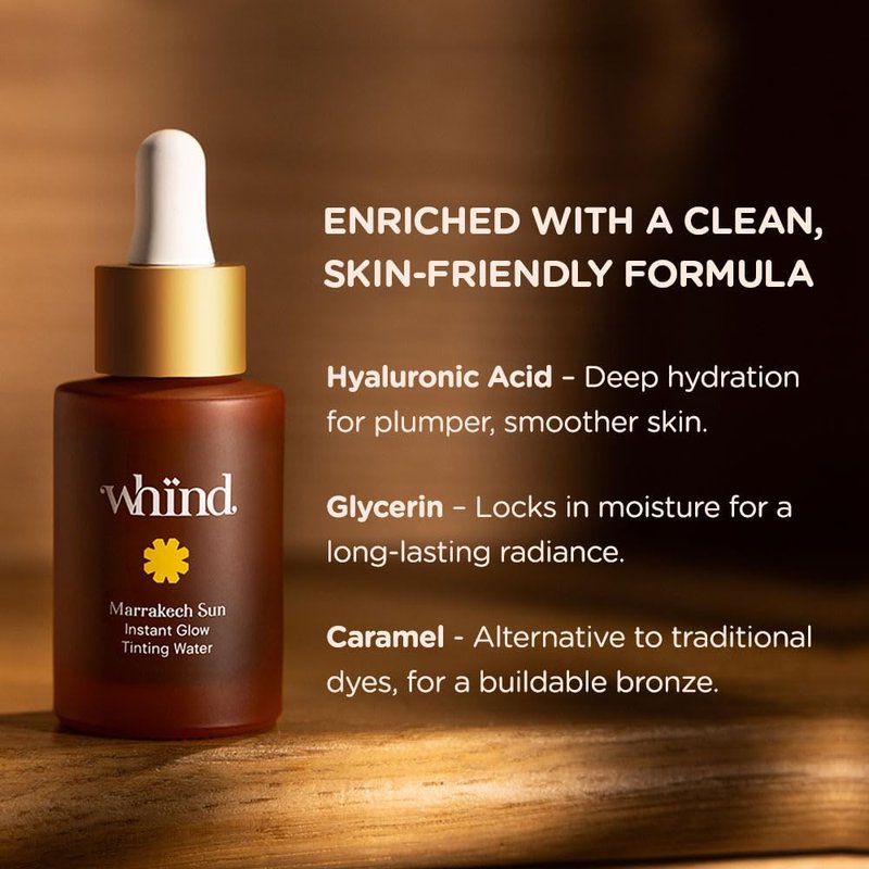 WHIND Marrakech Sun Instant Glow Face Tanner - Lightweight, Streak-Free Bronzing Drops - 1oz / 30ml