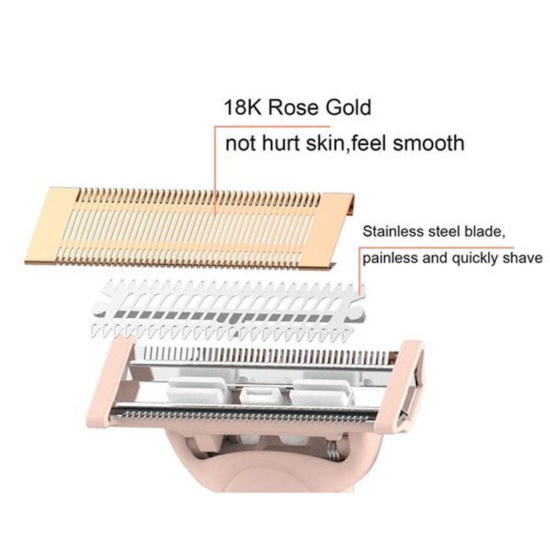 Finish Touch Flawless | 2 Pack Replacement Body Razor Heads with Clean Brush - Rose Gold