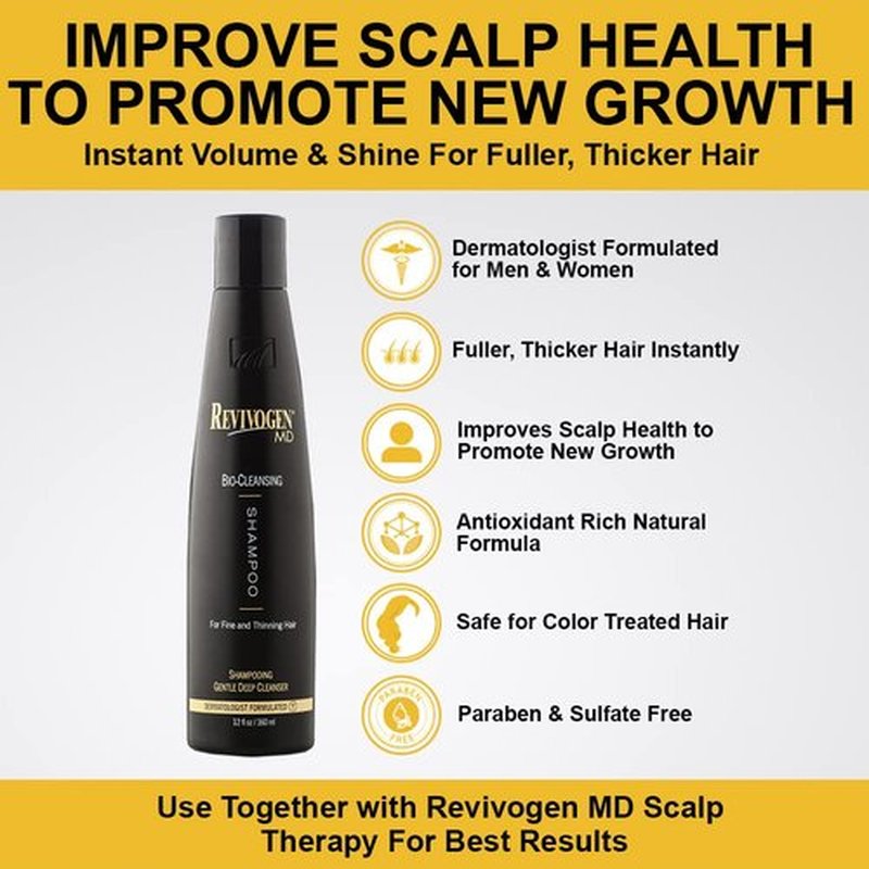 Revivogen MD Bio-Cleansing Shampoo - Thinning Hair Solution, Soothes Scalp | 12oz