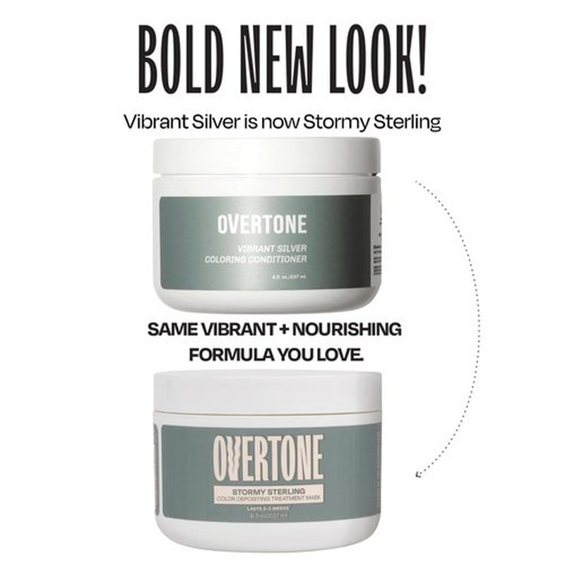 Overtone | Semi-Permanent Hair Color Conditioner - Stormy Sterling, 8 oz | Nourishing & Damage-Free Color Depositing Mask with Shea Butter & Coconut Oil