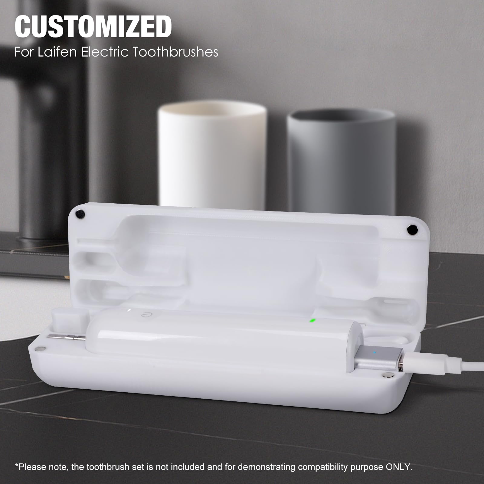 Kuflant Type-C Rechargeable Toothbrush Travel Case Compatible with Laifen Wave Electric Toothbrush, Waterproof Magnetic Rechargeable Travel Powered Toothbrush Case Lightweight and Portable