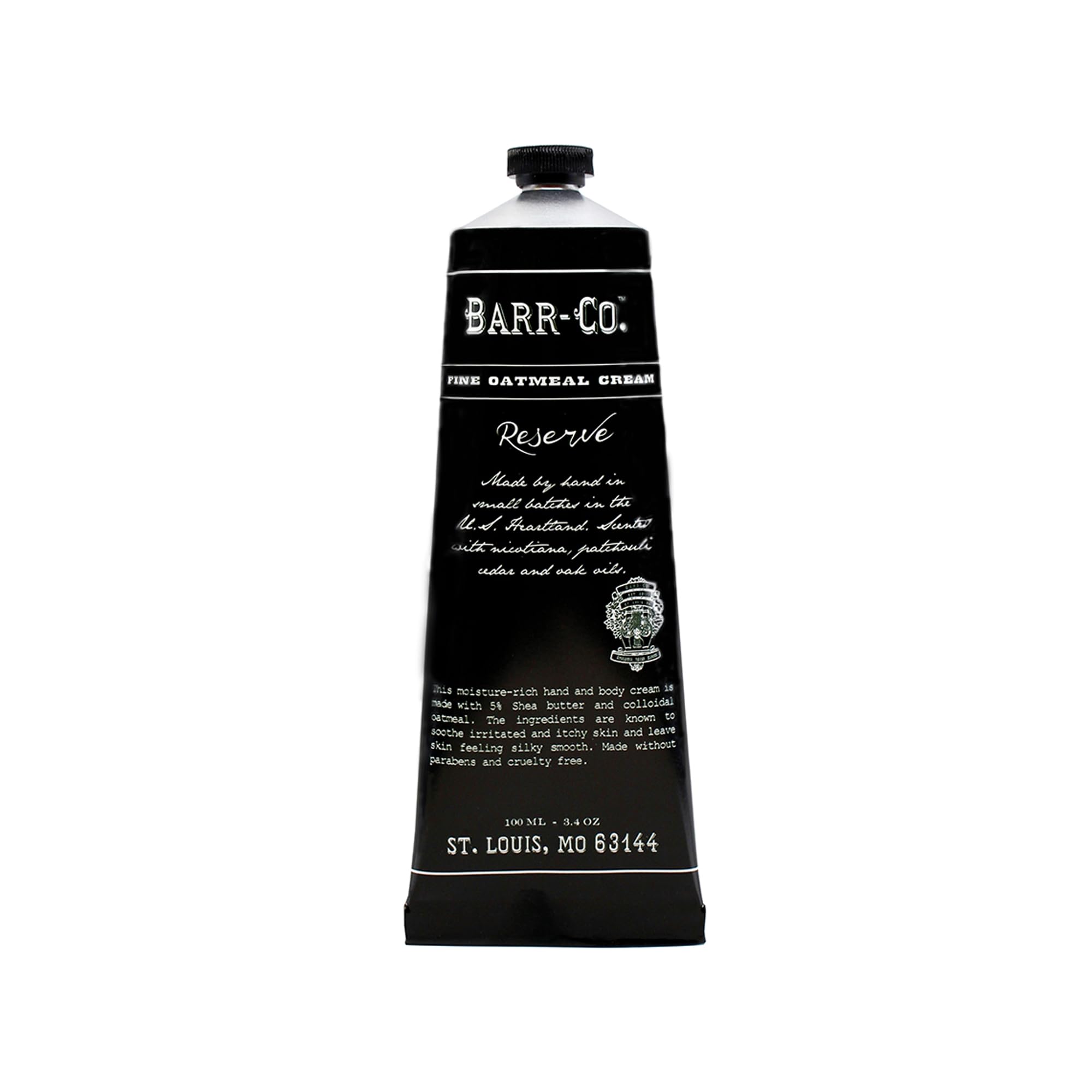 BARR-CO. Reserve Hand & Body Cream, Woody Patchouli & Nicotene Aroma, Body Cream for Dry Cracked Skin, Suitable for Aging Crepey Skin, Moisturizing Shea Butter Cream, 3.4 oz