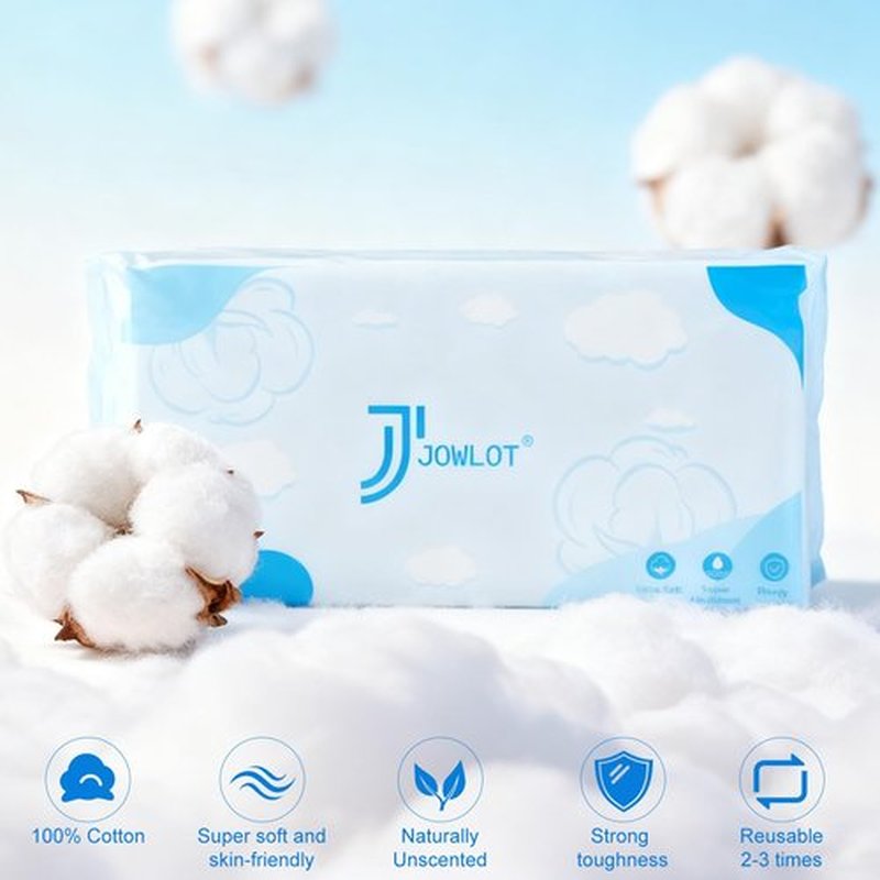 JOWLOT Disposable Face Towels, 240 Count Ultra Soft and Thick Cotton Facial Towels for Sensitive Skin, Dry Wipes Face Tissues Towelettes for Cleansing, Makeup Remover and Skincare