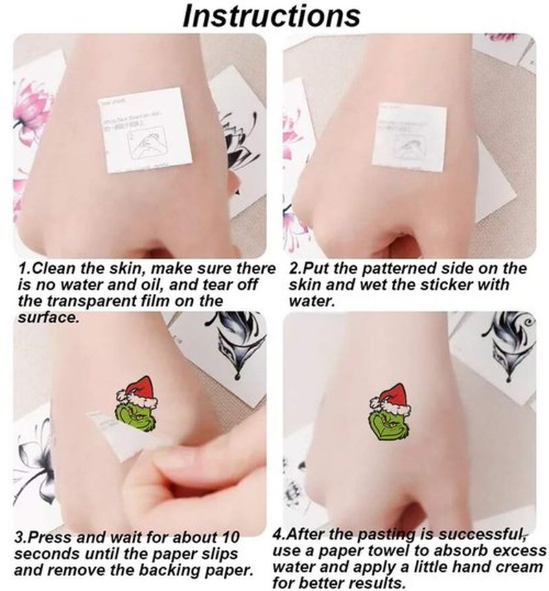 12 Sheets Christmas Temporary Tattoos, Christmas Birthday Party Supplies Christmas Party Decorations Xmas Party Favors for Holiday Tattoos Gifts Fake Tattoos Goodie Bag Fillers